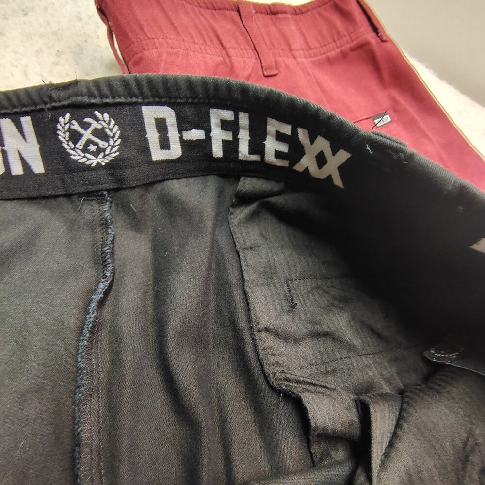 Dixxon Pants Lot‎ of 2 Mens Size 42x32 Black Burgundy D-Flex Casual Stretch - Picture 3 of 6